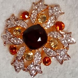 Kenneth lane Vintage Topaz Citrine Crystal Maltese Cross Pin